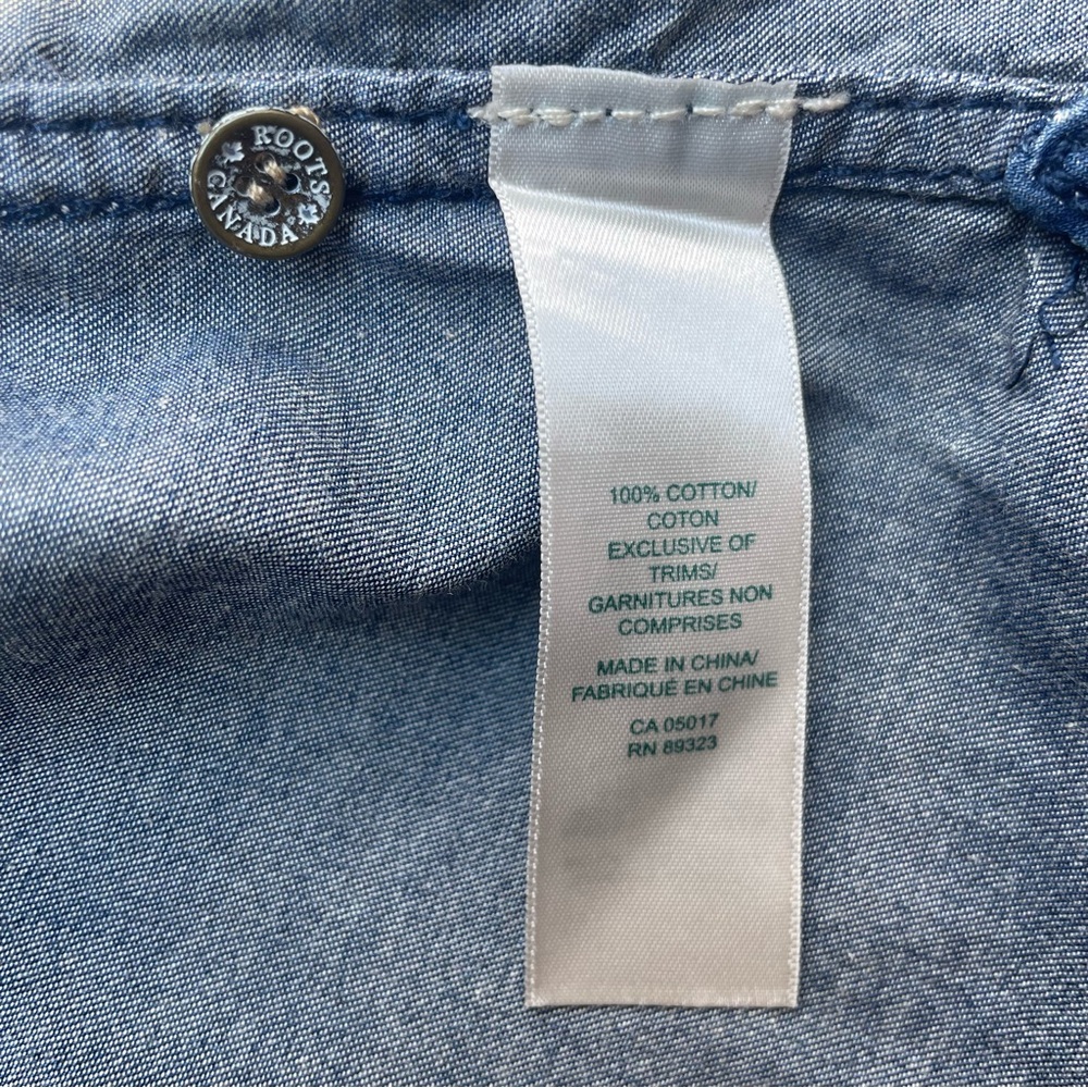 Roots SouthWestern Lightweight Denim Blue Shirt 100% cotton Sz L Ranch Rodeo - Picture 11 of 15